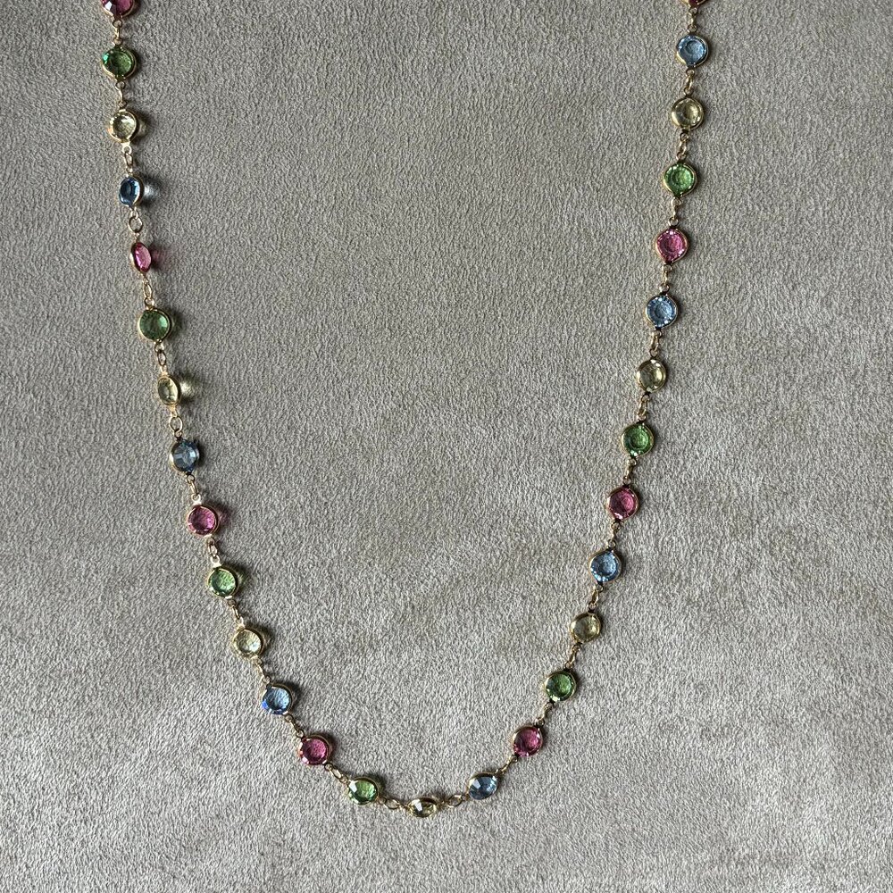 Relist Swarovski Crystal Bezel Necklace Multicolored Pastel No Tag B